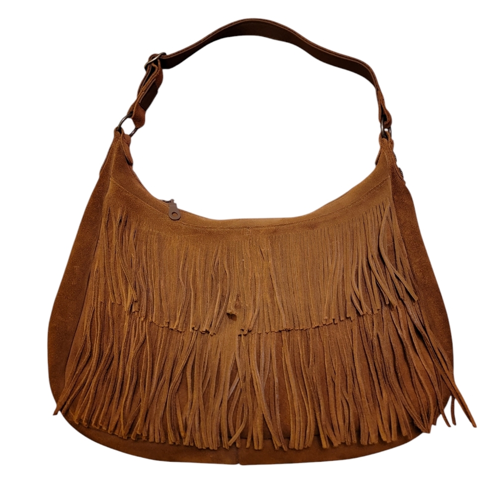 Minnetonka Brown Suede Fringed Shoulder Bag